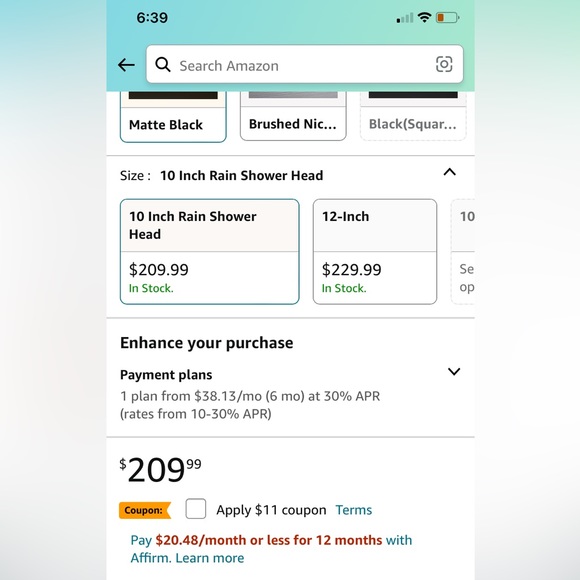 Matte black rainfall shower faucet set - Picture 6 of 8